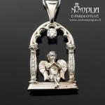 Auksinis pakabukas Angeliukas su briliantais