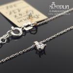 Balto aukso grandinėlė su balta akute