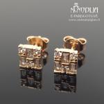 Auksiniai auskarai su baltais akmenukais