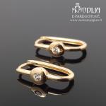 Auksiniai auskarai rinkės su balta akute