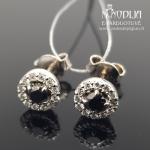 Balto aukso auskarai su juodais briliantais