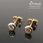 Auksiniai auskarai su baltomis akutėmis