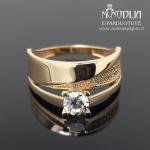 Dvigubas auksinis žiedas su akmenukais