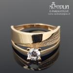 Dvigubas auksinis žiedas su akmenukais