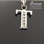 Sidabrinis pakabukas raidelė T