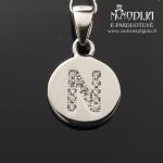 Sidabrinis pakabukas raidelė N