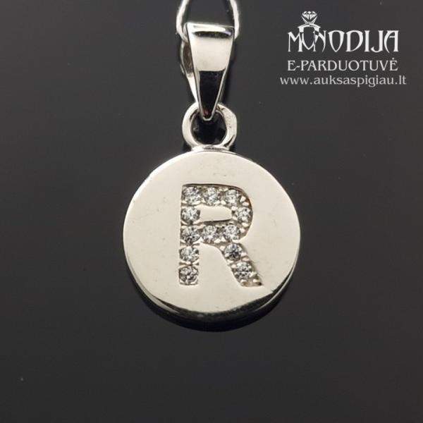 Sidabrinis pakabukas raidelė R