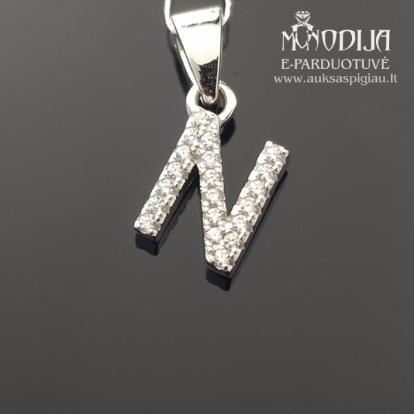 Sidabrinis pakabukas raidelė N