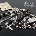 Sidabrinis rožančius su akmenukais