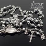 Sidabrinis rožančius su akmenukais