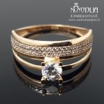 Dvigubas auksinis žiedas su akutėmis