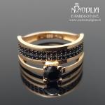 Dvigubas auksinis žiedas su akutėmis