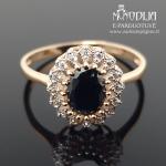 Auksinis žiedas su akmenukais