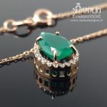 Auksinė grandinėlė su žalia akute