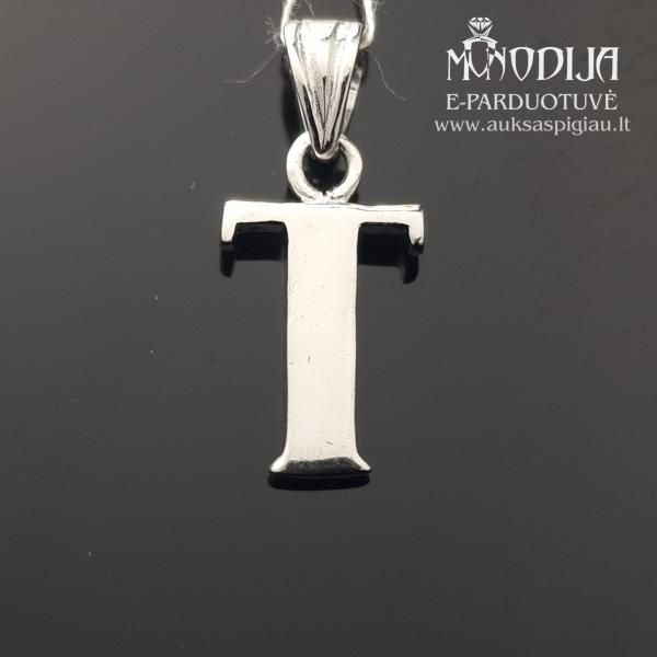 Sidabrinis pakabukas raidelė T