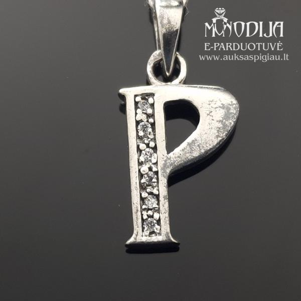 Sidabrinis pakabukas raidelė P