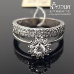 Dvigubas sidabrinis žiedas su akmenukais